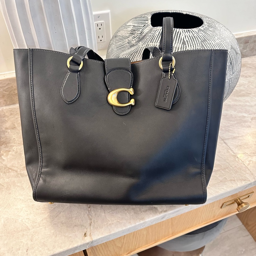 Coach Black Theo Tote Bag with Gold Accents
